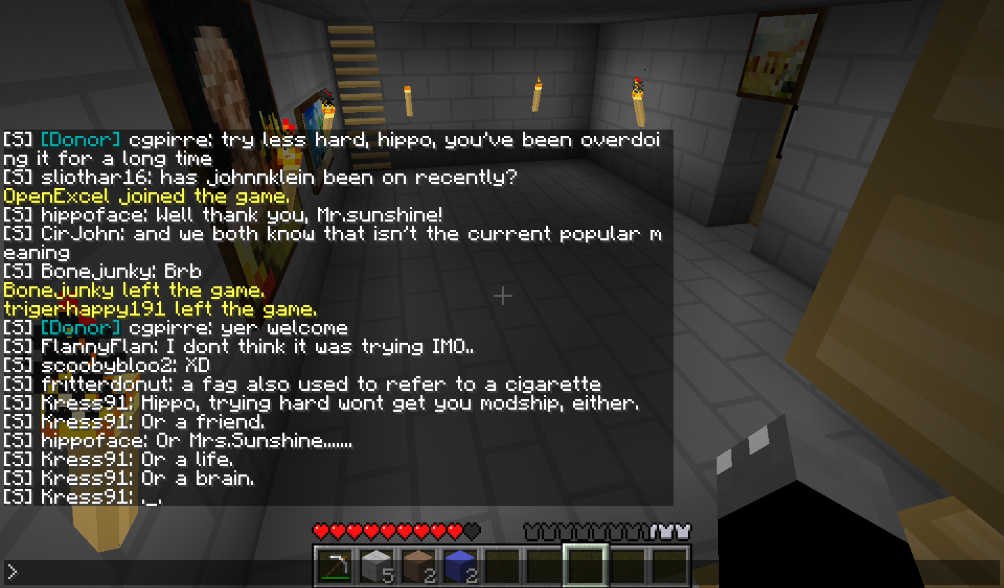 Him harassing me in-game.<br />At the bottom.