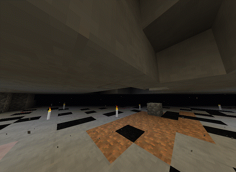 At the bottom of the middle realm, a 50x50x2 area is mined out.