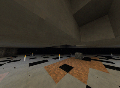 At the bottom of the middle realm, a 50x50x2 area is mined out.