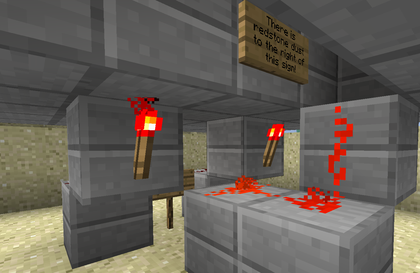 Below the room, you can see that only 1-2 extra layers of depth are needed to completely hide the redstone wiring from view.