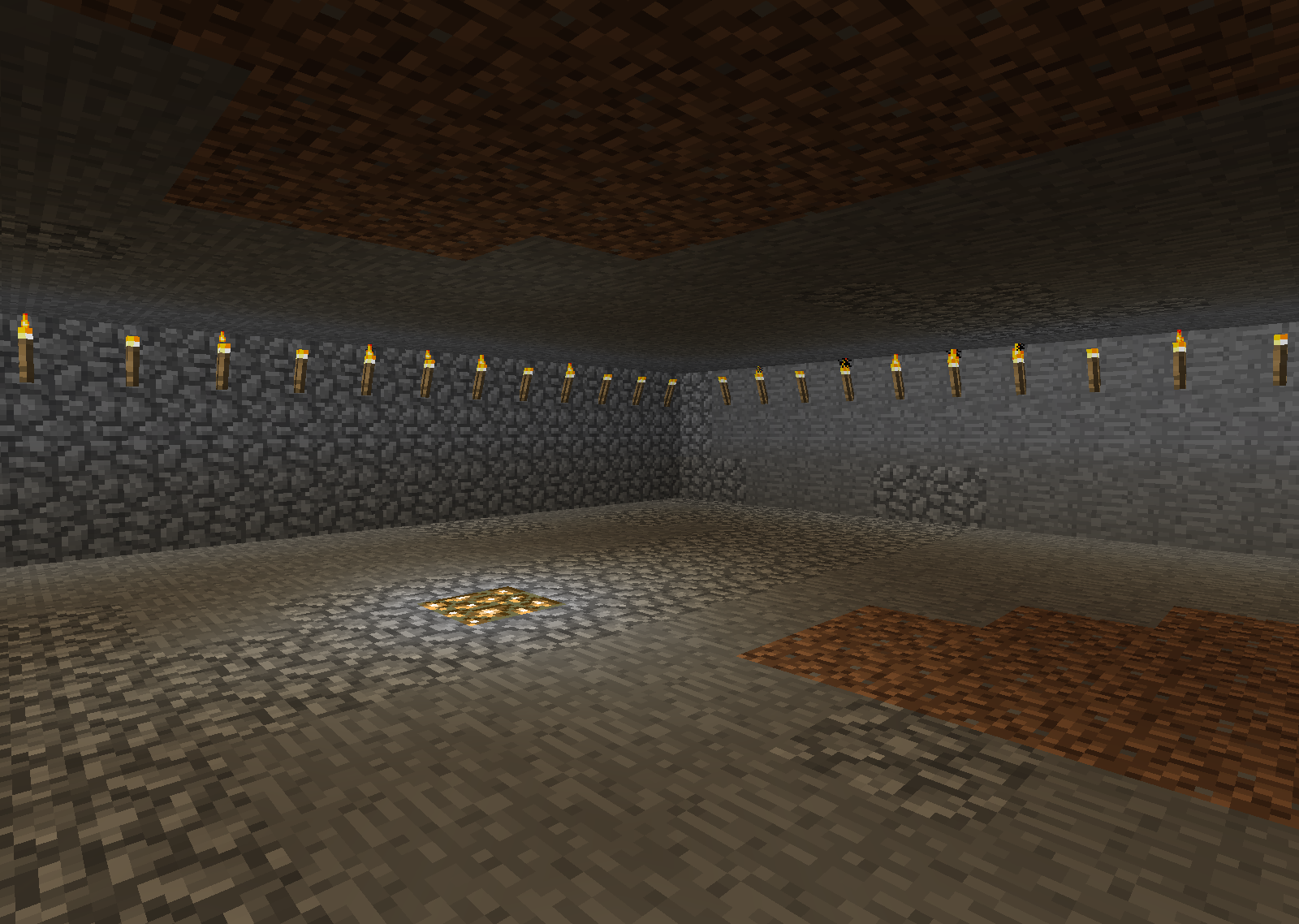 This is a part of the small slime farm just thought id take a picture of the corner. lights going all way around the side and glowstone in the floor.