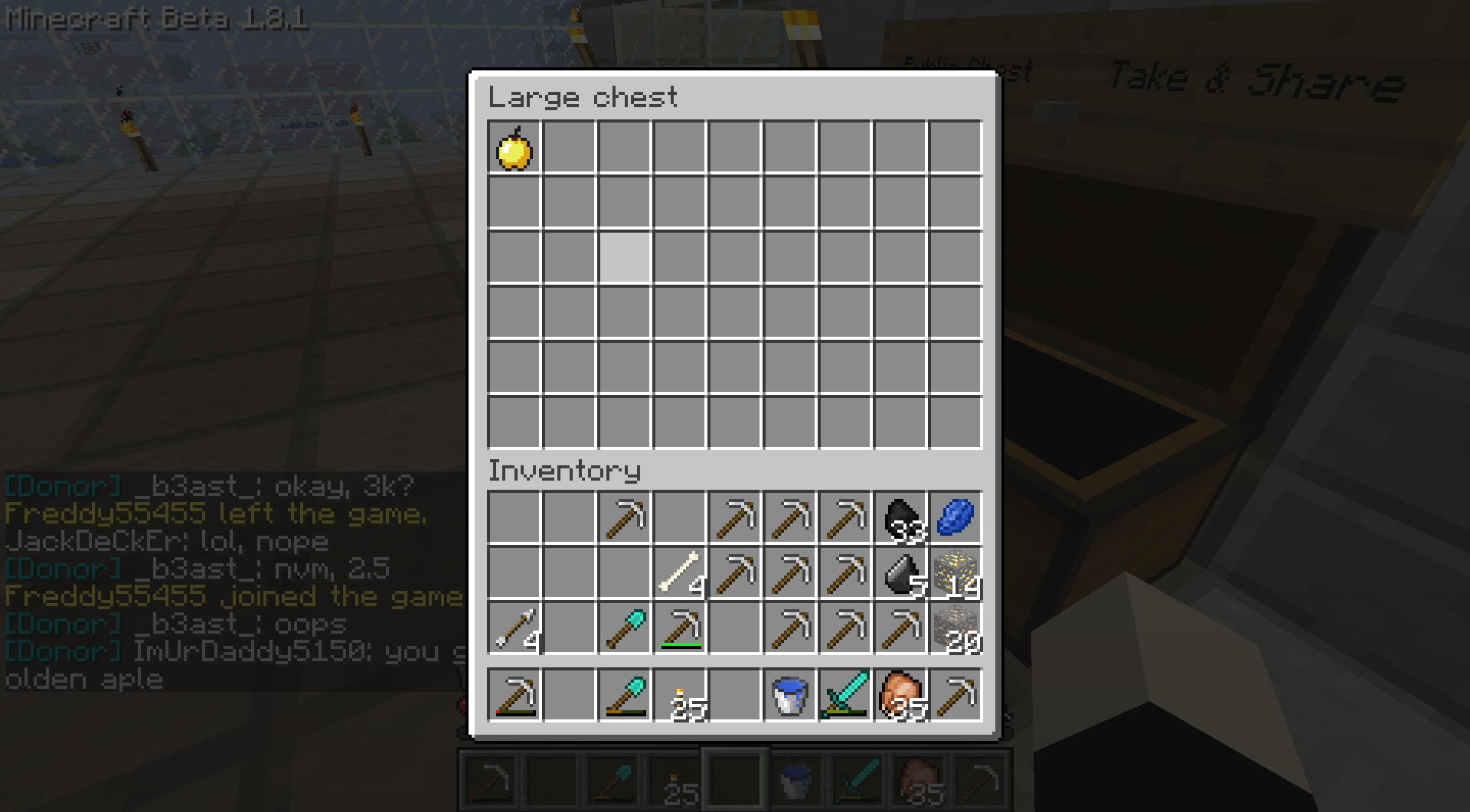 Here's a picture of the apple in the public chest!