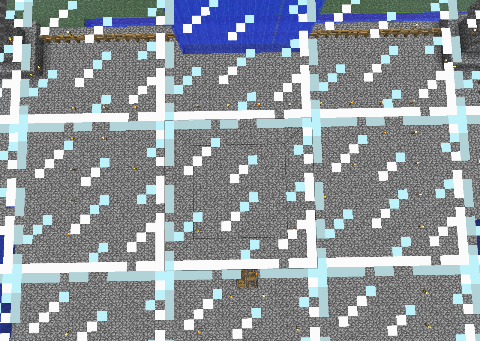 All the roof made of glass. Also Flat land in the middle to build something.