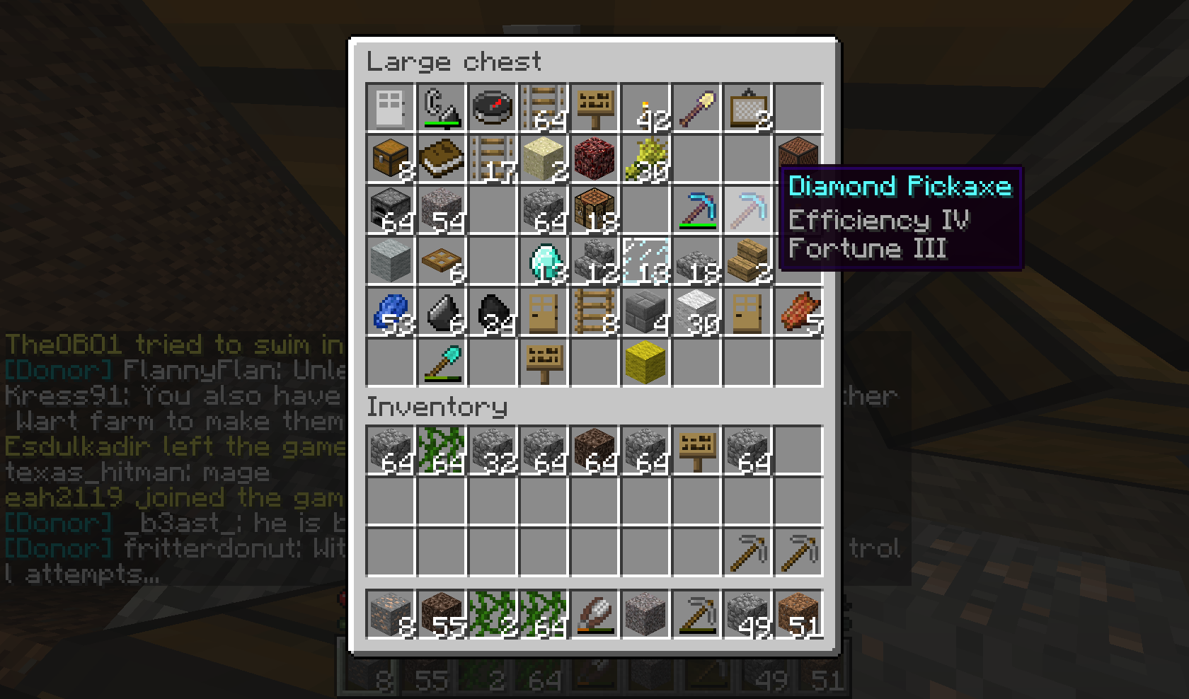 Both pickaxes have the same enchantments.