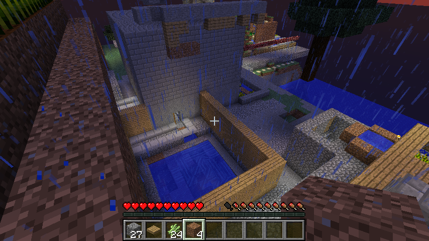 pool and smaller house