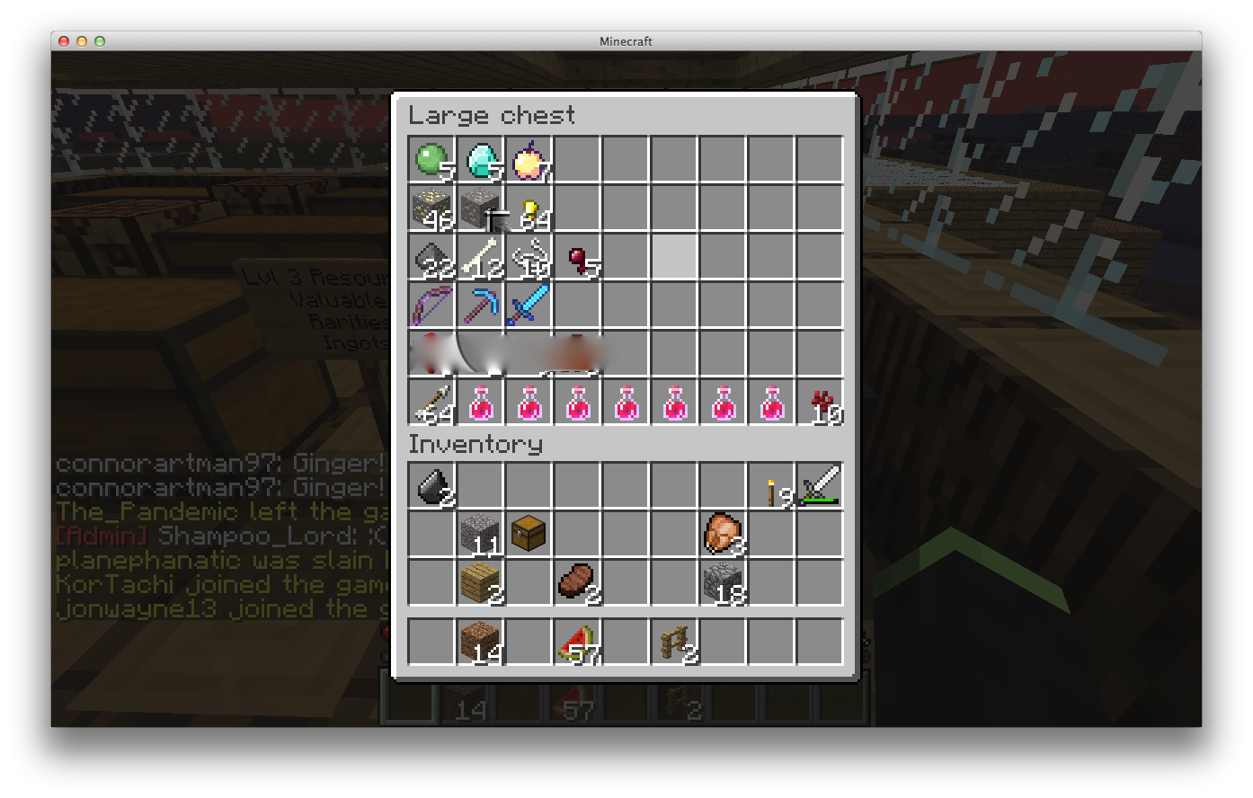 the complete chest, with the mystery features blurred out.