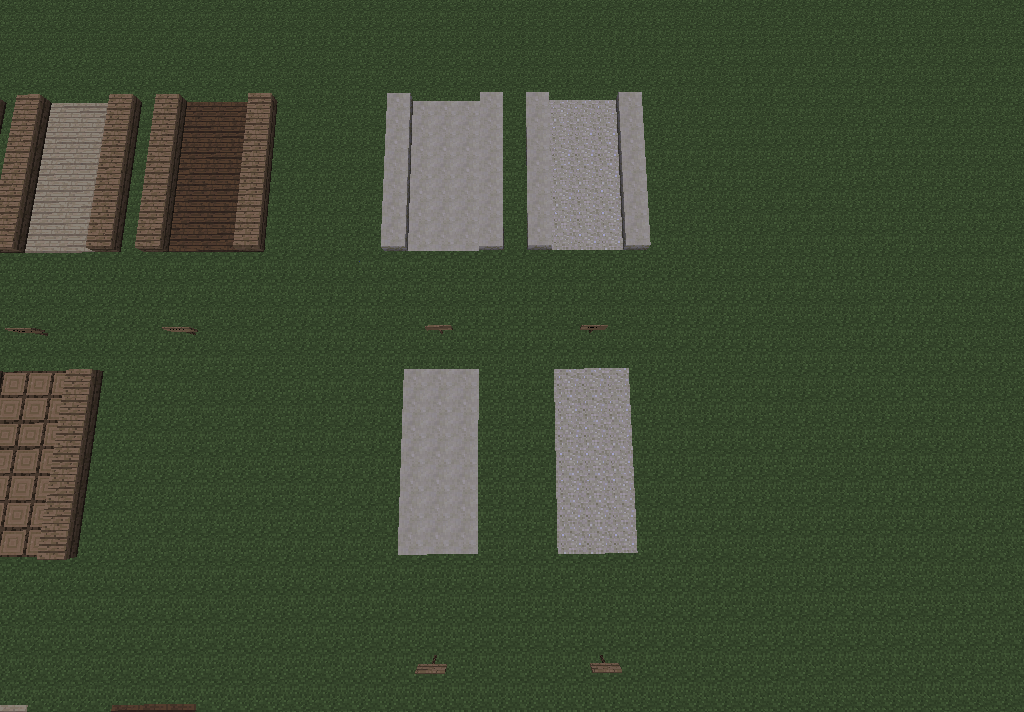 Top to bottom: Solid Sandstone, Sand with Sandstone curbs, curbless sandstone, curbless sand