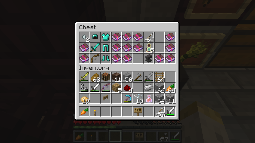 The stuff in the chest, not my inventory