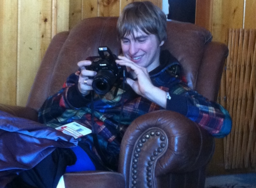 Me looking at my camera on Christmas.