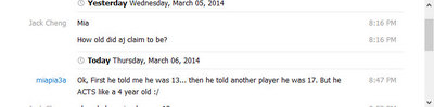 Mia stating what AJ told her his age was