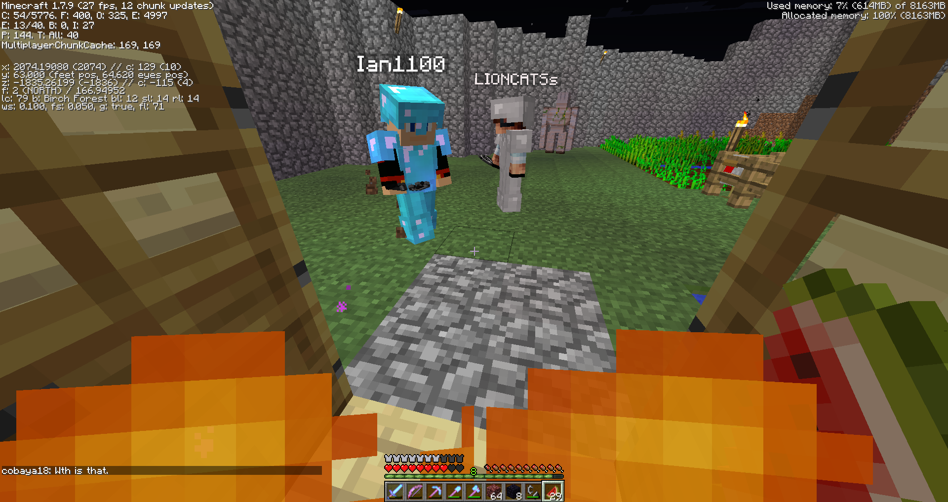 Me, on fire. We couldn't defend ourselves though. Didn't die.